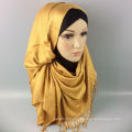 Elegante quente longo borlas glitter paquistão urdidura lenço hijab muçulmano malásia hijab